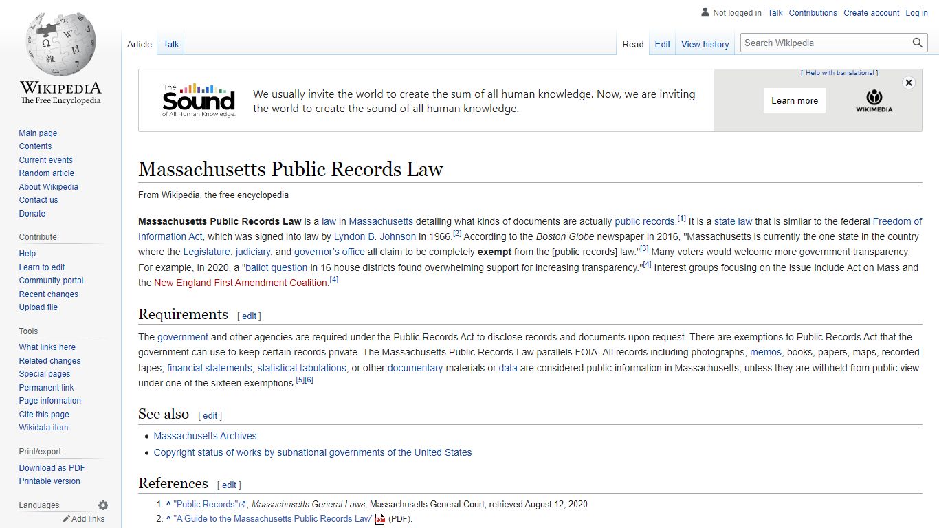 Massachusetts Public Records Law - Wikipedia