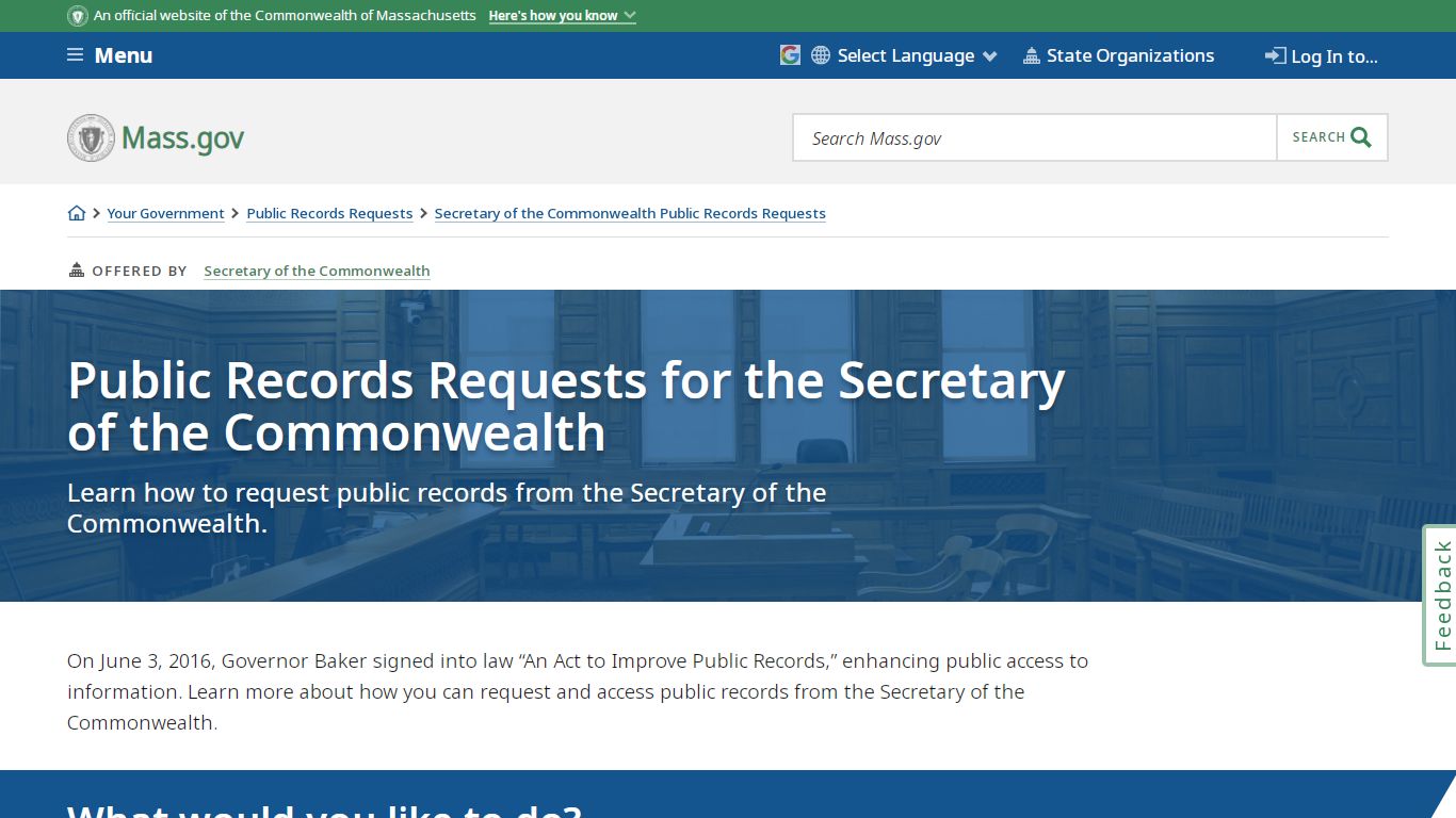 Public Records Requests for the Secretary of the Commonwealth